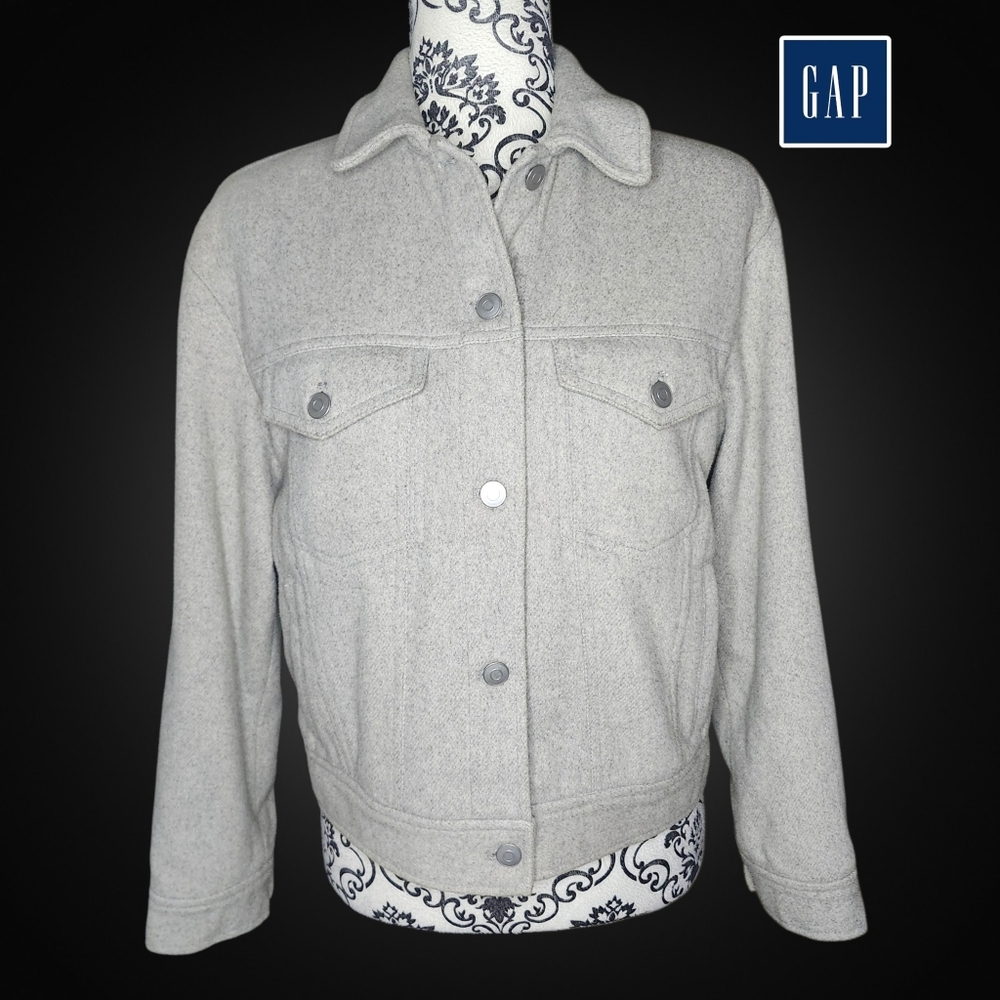GAP Light Gray Wool-Blend Button Jacket - XSmall